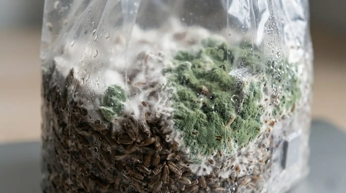 green mold contamination in grow bag