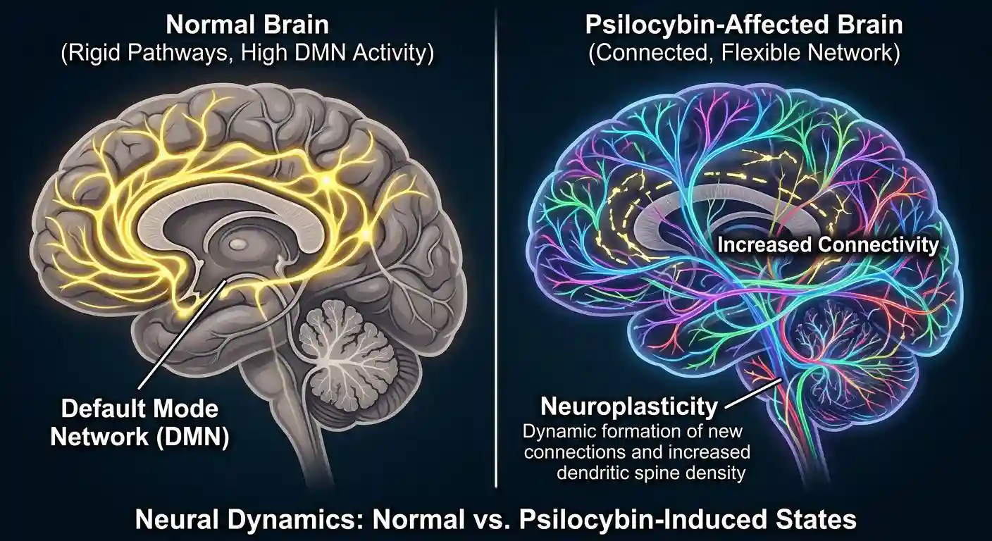 how psilocybin therapy affects brain connectivity